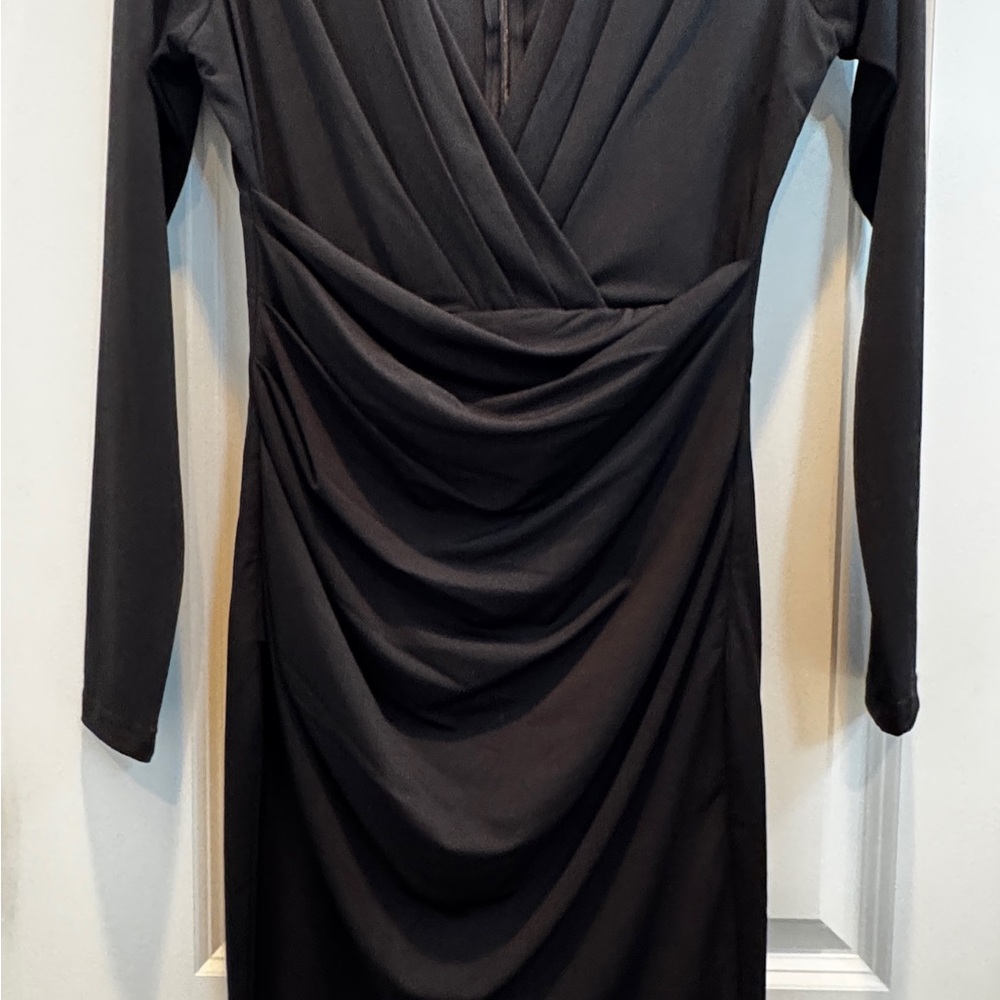 Elegant Black Long Sleeve Midi Dress